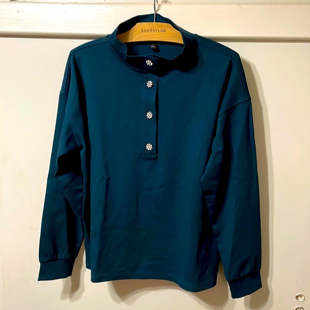 Ann Taylor top with jeweled buttons